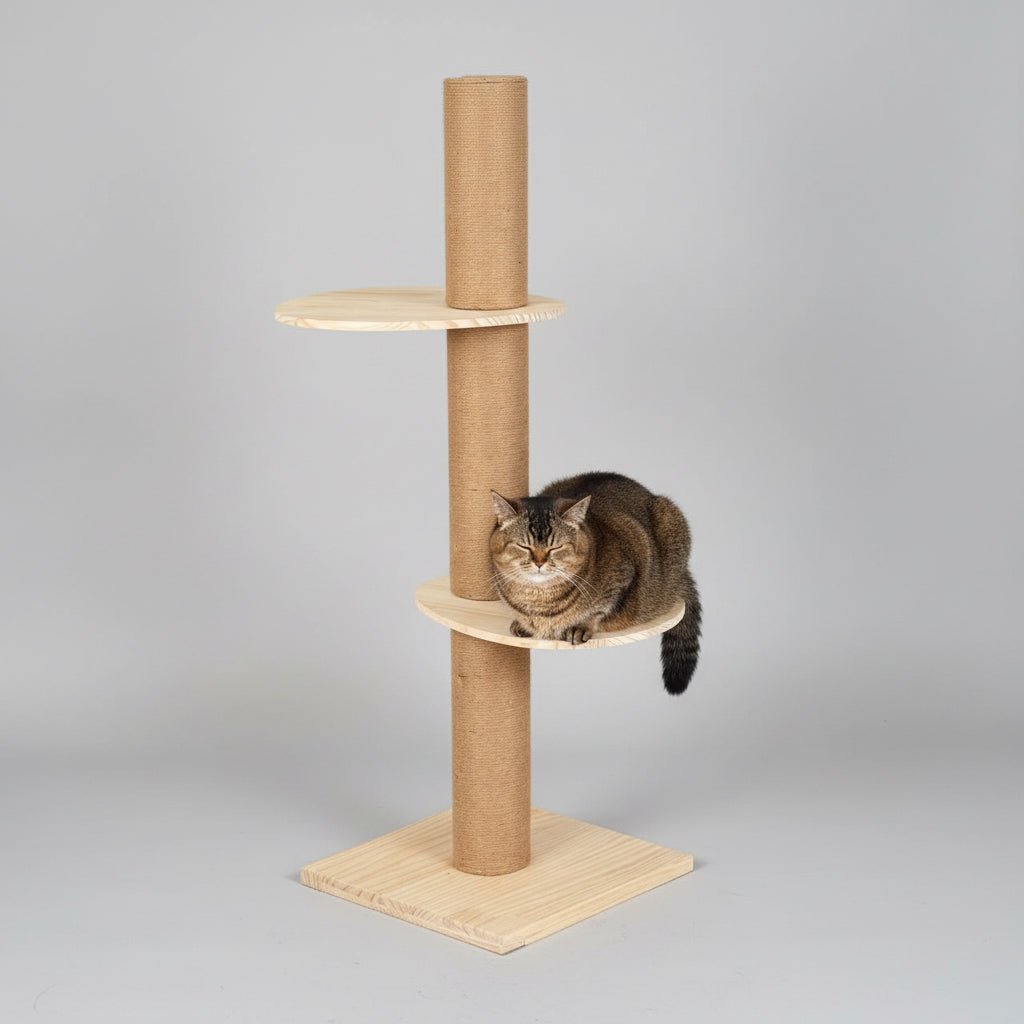 Marggo Floor-to-Ceiling Cat Tree with Acrylic Bubble Bed & Modern Wooden Perches